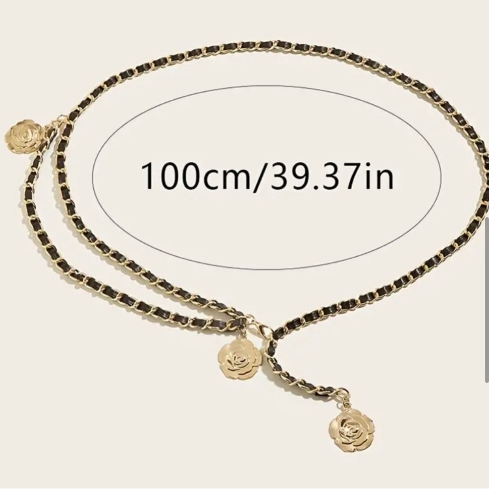 Sold Belt Gold Chain Cameilla Flower - Picture 4 of 8